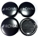 4X Original Ronal 64mm Nabendeckel Nabenkappe Schwarz Matt Center Cap Deckel Felgendeckel