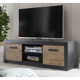 furn.design TV-Lowboard "Beveren" Kastanie grau TV-Unterteil 153 x 49 cm - Naturbelassen, Grau