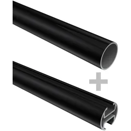 Interdeco GARDINENSTANGE RUNDROHR-INNENLAUF Prestige Luino 420 cm (geteilt in 3 x 140 cm), 2-läufig, 20 mm Ø Schwarz