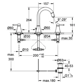 Grohe Grandera 3-Loch-Waschtischbatterie Chrom