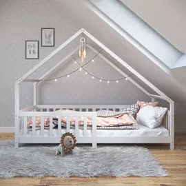 Idimex Hausbett CORA 90 x 200 cm Kiefer lackiert weiß