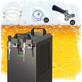 ich-zapfe Komplett Set - Zapfanlage STREAM 80K mit Luftpumpe Bierkoffer, Bierzapfanlage, Durchlaufkühler 2-leitig Trockenkühler, Zapfkopf:Dreikant,Zapfkopf 2:Korb