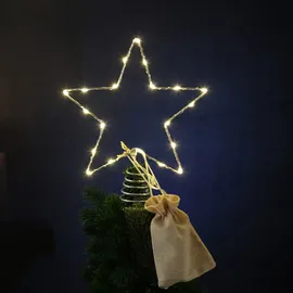 MARELIDA LED Weihnachtsbaumspitze Stern Christbaumspitze Tannenbaumspitze beleuchtet silber