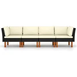 vidaXL 4-Sitzer-Gartensofa Loungesofa schwarz