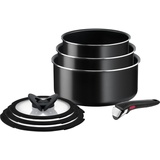 Tefal Ingenio Easy ON Try-Me Pfannenset, 7-teilig, stapelbar, abnehmbarer Griff, platzsparend, antihaftbeschichtet, schwarz, L1599602