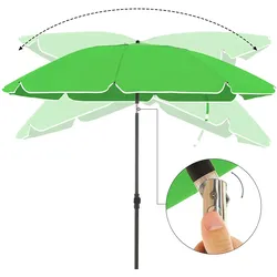 UAC Sonnenschirm, Ø 200 cm, Gartenschirm, UV-Schutz bis UPF 50+, knickbar, tragbar, Schirmrippen aus Glasfaser, mit Transporttasche grün