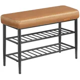 MID.YOU Schuhbank 80 x 50 x 30 cm Schwarz/Braun