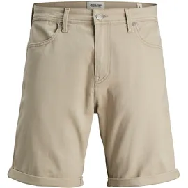 JACK & JONES "JPSTRICK DYLAN ORIGINAL SHORTS", Herren, Gr. L, N-Gr, beige (string), Web, Obermaterial: 98% Baumwolle, 2% Elasthan, unifarben, regular fit knielang, Hosen Shorts