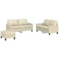 VidaXL 3-tlg. Sofagarnitur mit Kissen Creme Kunstleder