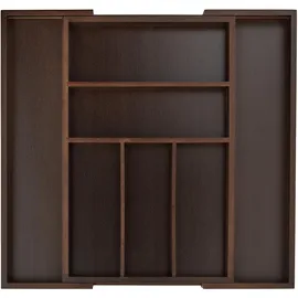 Relaxdays Besteckkasten Schublade Bambus Organizer dunkelbraun