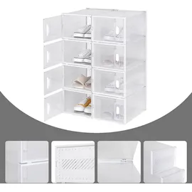 Woltu Schuhregal 25 x 19 x 35 cm transparent, stapelbar / weiß