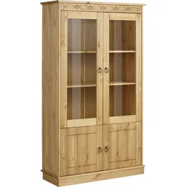 Home Affaire Vitrine HOME AFFAIRE "Indra", beige (natur), B:85,4cm H:145cm T:32cm, Massivholz, Schränke, Vitrine, aus massiver Kiefer, FSC, Höhe 145 cm, dezentes Ornament