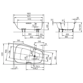 Kaldewei Plaza Duo Eckbadewanne 180 x 120 cm (237200010711)