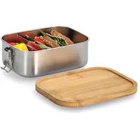 Zeller Present Lunchbox, Bambus, Edelstahl, (1-tlg), hochwertige Edelstahl Brotdose silberfarben