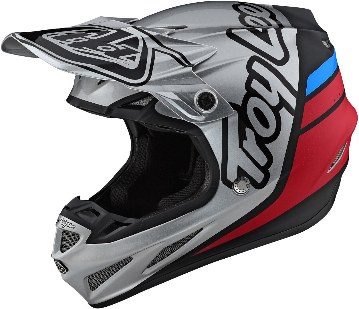 Troy Lee Designs SE4 Silhouette MIPS Motorcross Helm, zwart-rood-zilver, S