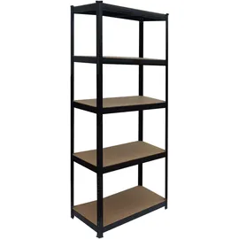 Relaxdays Schwerlastregal Metall 150 x 75 x 30 cm schwarz/braun 5 Böden