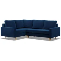 Mebligo - Ecksofa mit Schlaffunktion und Bettkasten Blank, Eckcouch mit Ottomane Links, Sofa L Form 223 x 172 x 88 cm, Couch Wohnzimmer, Ecke Sofa Wohnlandschaft, Schlafsofa - Marineblau