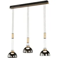 Fischer & Honsel Led-Pendelleuchte Avignon 3-flg. Rauchglas/schwarz/gold