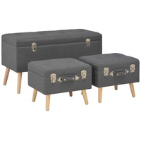 vidaXL Hocker mit Stauraum 3 Stk. Dunkelgrau Stoff