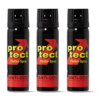 3 Stück Pfefferspray PROTECT Anti-Dog Breitstrahl 63 ml KO Spray Tierabwehrspray zur Selbstverteidigung Reizstoffspray in verschiedenen Sprühvarianten