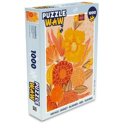MuchoWow Puzzle Vintage – Blumenstrauß – Blumen – Gelb – Farben, 1000 Puzzleteile, Foto-Puzzle, Bilderrätsel, Puzzlespiele, Klassisch bunt