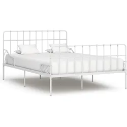 vidaXL Bettgestell mit Lattenrost Weiß Metall 140 × 200 cm