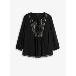bonprix Tunikabluse mit Perlen-Applikation, schwarz, 40