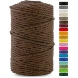 Netuno 1x Makramee Garn Braun 3 mm 100 m Baumwollkordel mit Baumwollkern Bastel-Garn Makramee Naturbaumwolle Baumwollgarn Bastelschnur Baumwollfaden Makramee Schnur Garn Makramee Baumwollkordel