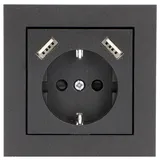 procharge Steckdoseneinsatz 2x USB-A Schwarz