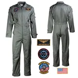 Mil-Tec Overall US Army Fliegerkombi mit Abzeichen grün 58 (4XL)
