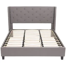 Mendler Polsterbett HWC-N59 180 x 200 cm Massivholz grau