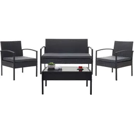 Mendler Poly-Rattan Garnitur 4-tlg. Schwarz