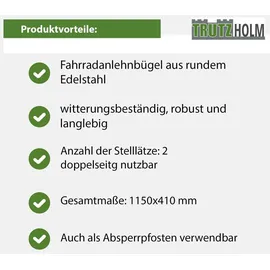 Trutzholm Fahrradständer Fahrradanlehnbügel 115 x 41 cm Ø 49 mm grau