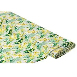Viskose-Blusenstoff-Digitaldruck / Javanaise "Blümchen", gelb/grün