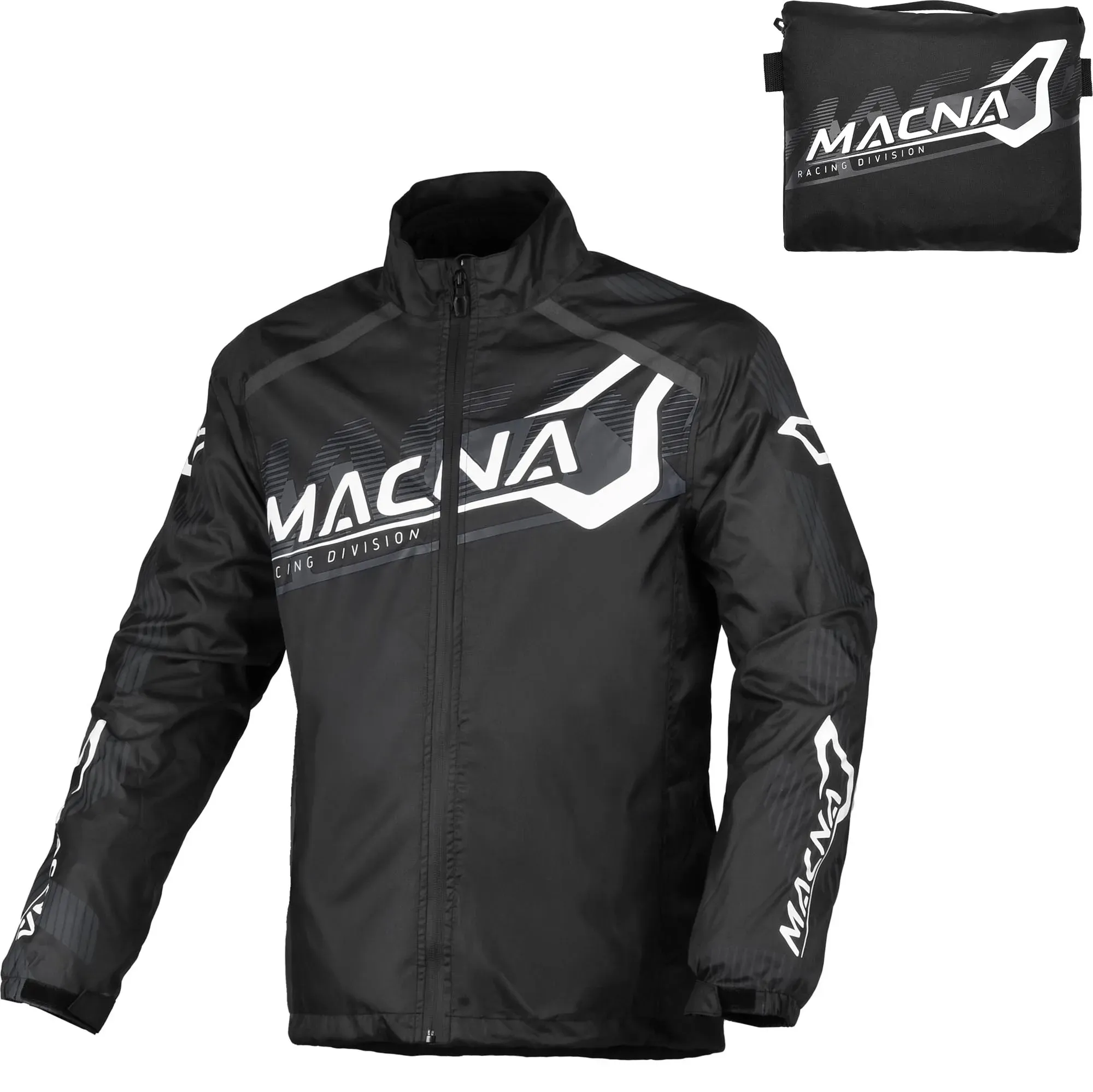 Macna Rainossi Motorrad Regenjacke, schwarz-weiss, Größe 2XL für Männer