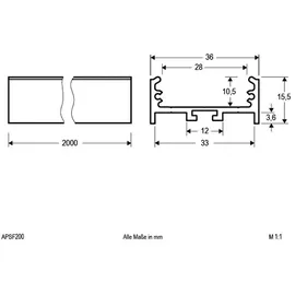 EVN Lichttechnik Alu-U-Profil 36x15,5mm x 2m AP SF 200