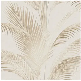 Profhome 399801-GU Natur Tapete Palmen Creme Perl-Weiß Beige Oliv-Grau 0,53 m x 10,05 m 5,33 m2