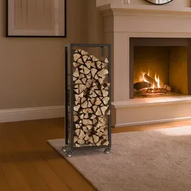 CLP Kaminholzregal Hilta Metall 40 x 25 x 100 cm schwarz
