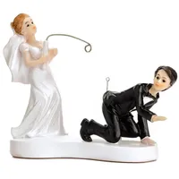 Partydeco Tortenfigur Hochzeit 13cm - Brautpaar Figuren mit Angel