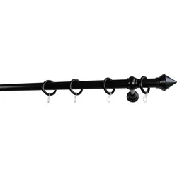 Gardinenstange GARESA "Palmi", schwarz, L:120cm Ø:28mm, Kunststoff, Holzwerkstoff, Gardinenstangen, Vorhanggarnitur, Kunststoff, verlängerbar, mit Ringe/2 Lauf Gleiter