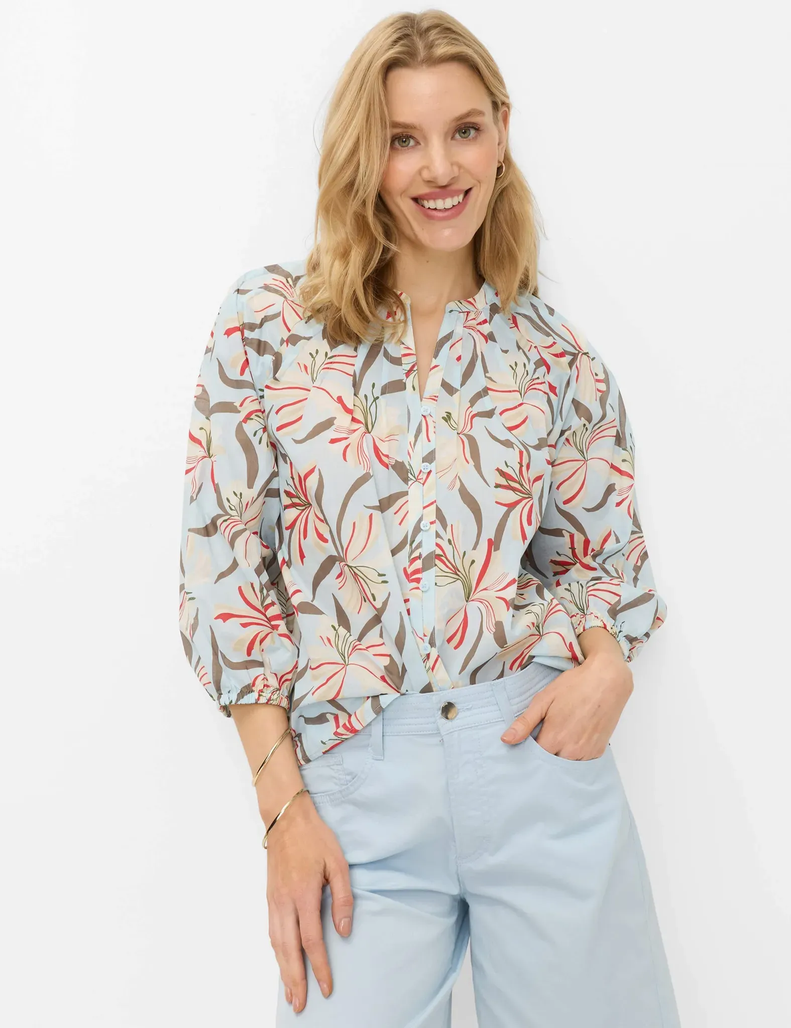 Brax Damen Bluse Style VALESCA vintage blue, hellblau, Gr. 48
