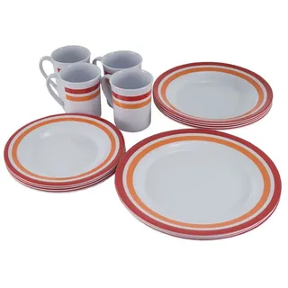 Outdoor International OUTDOOR Melamin Geschirr Set 16 tlg. Camping Essgeschirr Reise Picknick Teller Variante: Dekor Luca