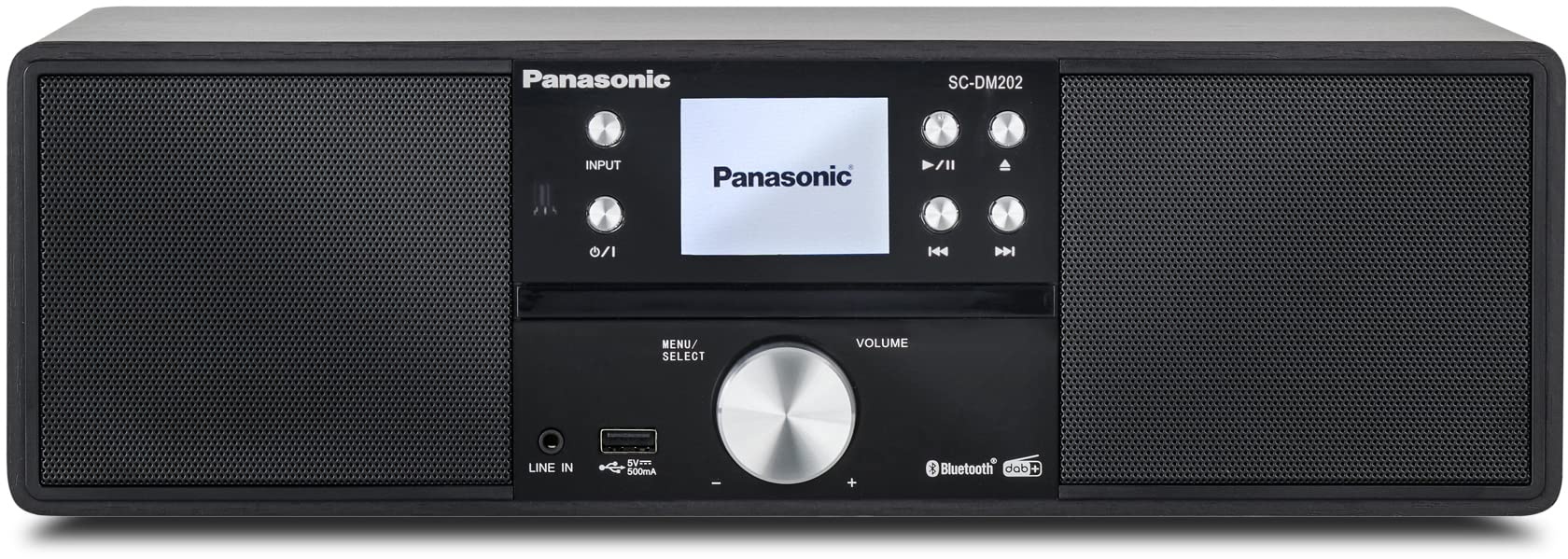 Panasonic SC-DM202EG-K Kompaktes Micro HiFi Stereosystem mit CD, DAB+/FM Radio, USB und Bluetooth, 24W Lautsprechern, Fernbedienung, 2,4 Zoll TFT LCD-Display, EQ-Einstellungen, Schwarz.