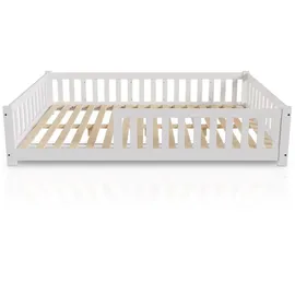 Juskys Kinderbett Naya 140 x 200 cm Kiefer massiv weiß