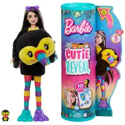 Mattel® Anziehpuppe Mattel HKR00 - Barbie -Cutie Reveal-Puppe+10 Überraschungen, Jungle S bunt