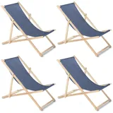 Liegestuhl Strandliege Gartenliege Sonnenliege 4 Stück Blau Buchenholz