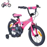 Byox Kinderfahrrad 16 Zoll Devil, Metallrahmen, Stützräder, Klingel, Reflektoren pink