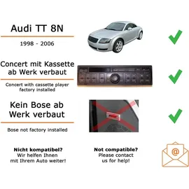 JUST SOUND best choice for caraudio Autoradio Einbaupaket Kenwood KMM-BT209 für Audi TT 8N Concert Bluetooth USB Telefonieren