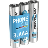 ANSMANN Telefon Akku AAA 800 mAh NiMH 1,2 V (3 Stück) - DECT Phone Micro AAA Batterien wiederaufladbar, maxE geringe Selbstentladung, ideal für Schnurlostelefon, Babyphone, Walkie-Talkie