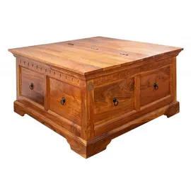 MASSIVMOEBEL24.DE Truhe Akazie 90x90x45 honig lackiert OXFORD #0416